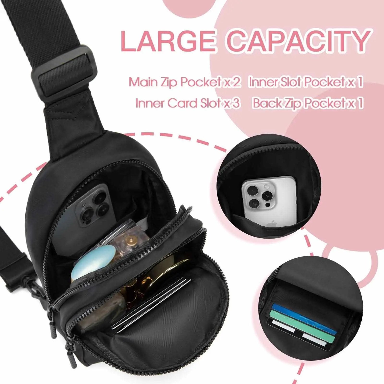 Small Initial Sling Bag Crossbody Bag Fanny Pack for Girls Women Cute Chest Bag Cross Body Bag Personalized Gift - Love Salve